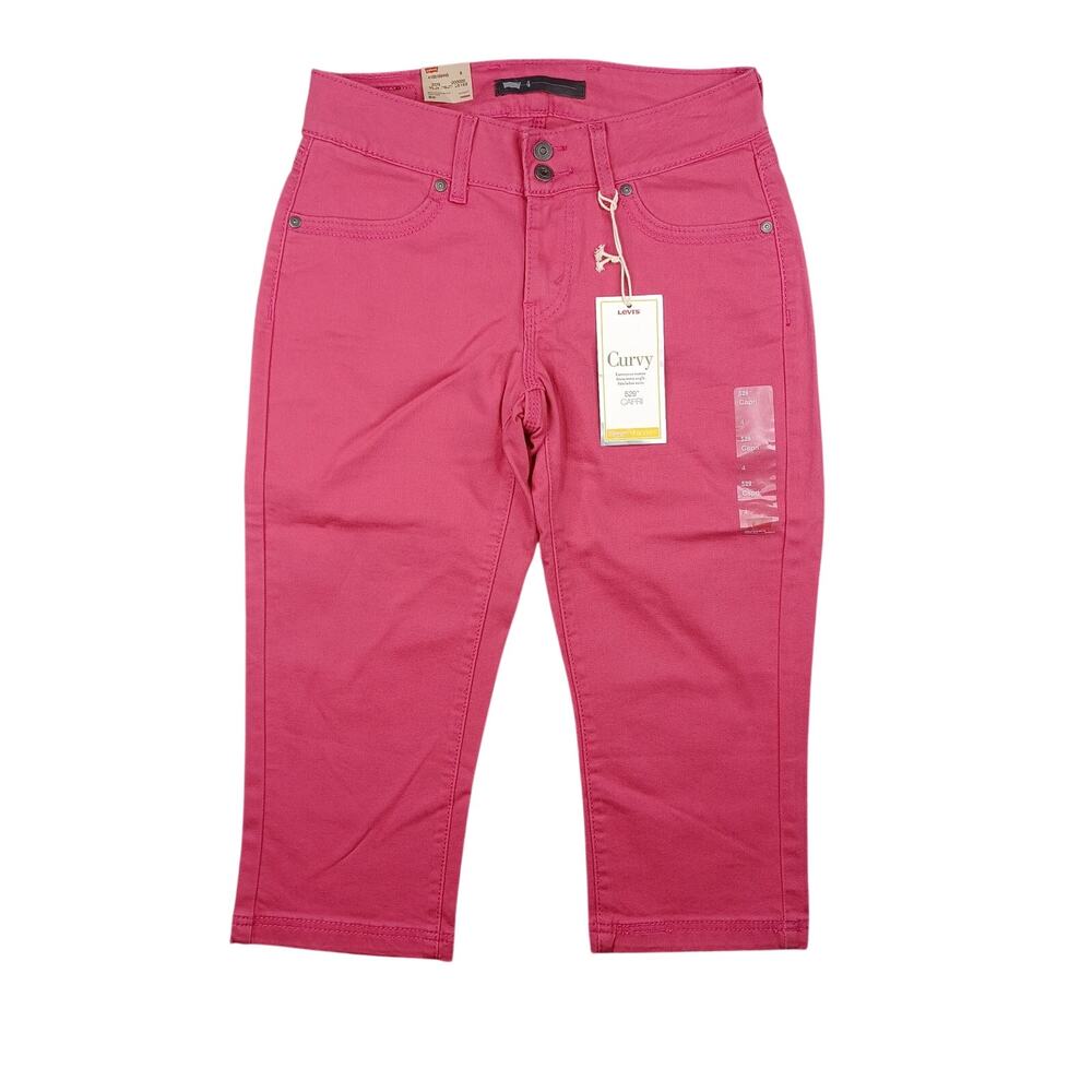 Levi's Curvy 529 Capri Jeans Women's Size 4 Pink Midrise Flap Pocket Stretch NWT